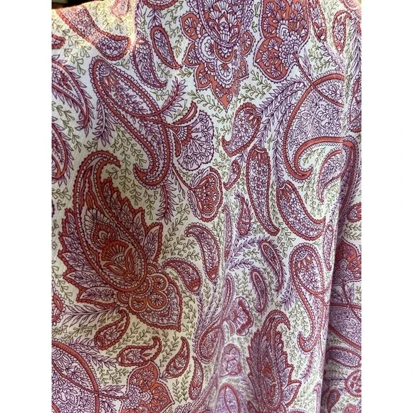 J Jill Pink Purple Paisley Print Blouse Size 3x Boho Split Neck Rayon - Picture 5 of 9